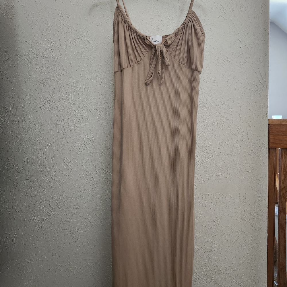 Tan Sleeveless Maxi Dress